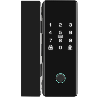 玻璃门指纹锁防水免开孔办公室智能锁有无框双门玻璃门密码锁单门