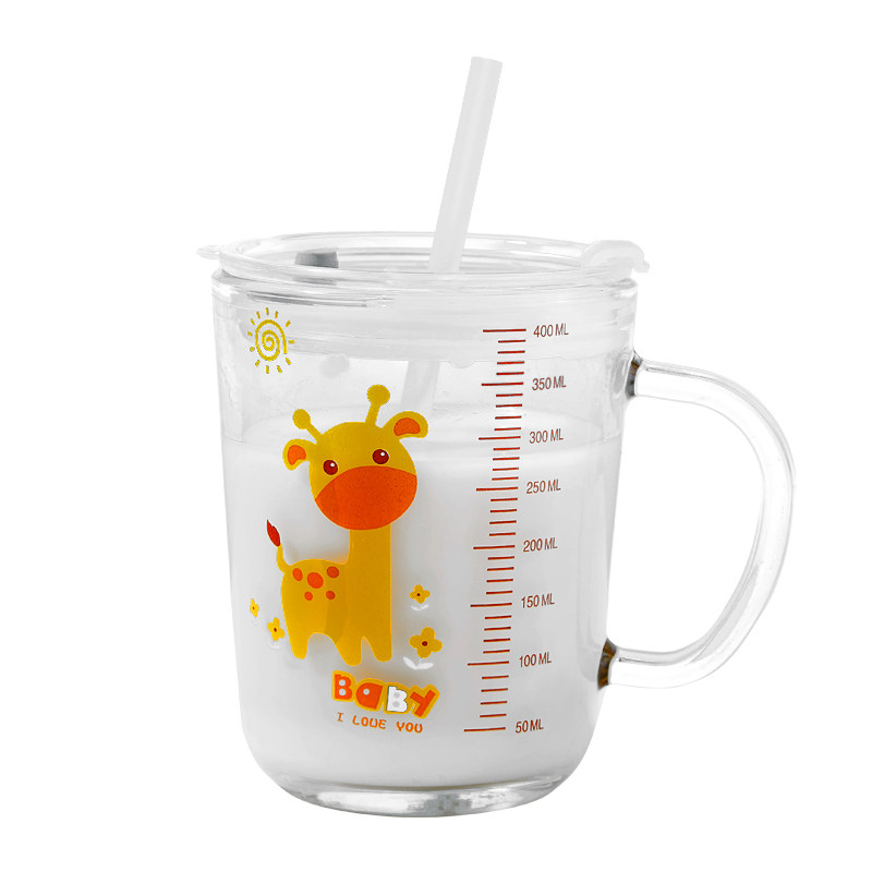 玻璃水杯吸管杯刻度杯儿童牛奶杯