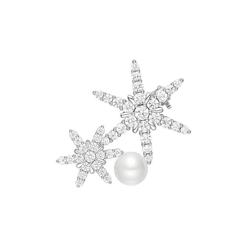 【自营】HEFANG Jewelry/何方珠宝优雅贝珠雪花胸针 灵动璀璨