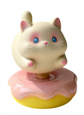 景德镇陶瓷旋转小猫桌面摆件