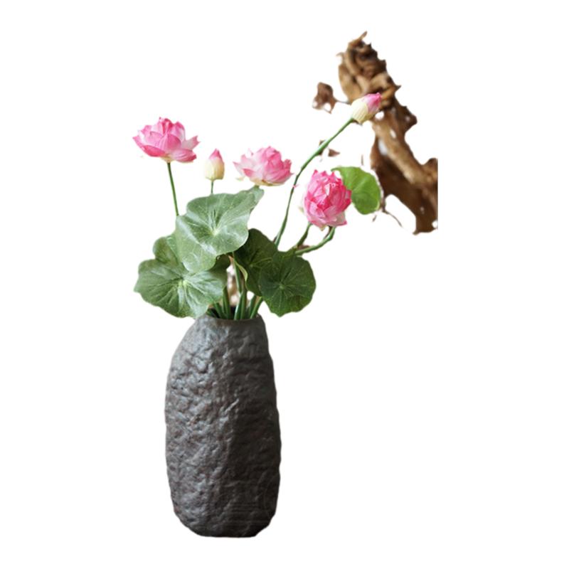 中式仿真花粉色莲花荷花禅意茶台佛堂供花假花绢花装饰插花摄影
