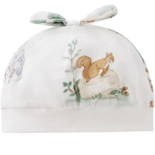 全棉时代婴儿防风护耳帽子新款男女宝宝儿童纱布蝴蝶结帽子