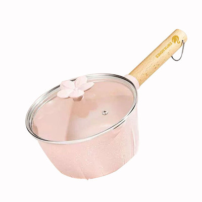 swan homes桃花奶锅18cm不粘锅家用电磁炉燃气灶专用婴儿辅食小锅