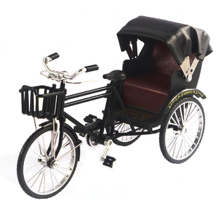 仿真复古黄包车三轮车合金模型人力三轮车玩具收藏摆件男孩送礼物