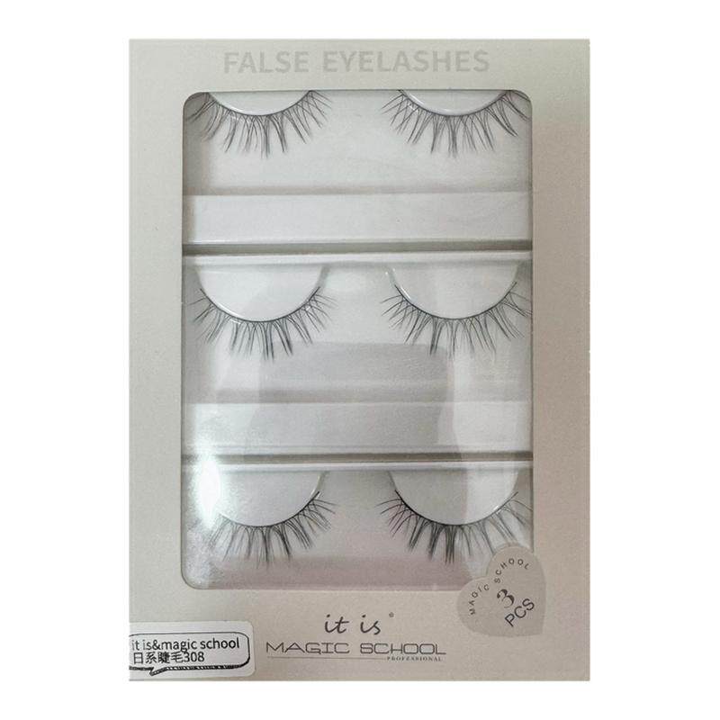 日系凌乱感假睫毛自然仿真裸妆甜美高颜值毛流妈生3对装网红款308
