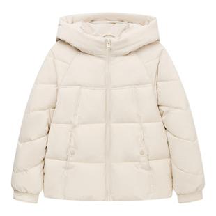 快鱼棉服女2025年冬季新款微宽松净色连帽外套防寒保暖加厚小棉袄