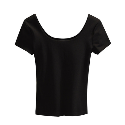 2025夏季时尚U领气质低领T恤