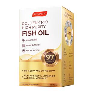 BYHEALTH98.9%高纯鱼油omega3DHA成人学生记忆力欧米茄3