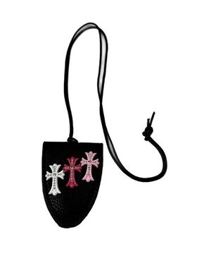 新款甜酷十字架黑色皮革2025颈链