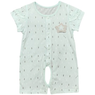 断码清仓 小数点宝宝短袖连体衣新生儿夏季纯棉开裆哈衣婴儿爬服