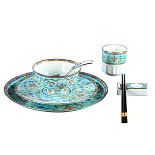 珐琅彩餐具陶瓷饭碗中式骨瓷盘子景德镇高档家用2026新款菜盘碟子