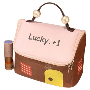 小房子化妆包女收纳包洗漱包外出便携大容量分区收纳防水旅行手提化妆袋立式高级多功能手提随身化妆刷口红