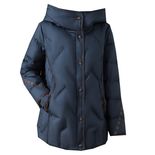 2025冬高端品牌加厚羽绒服女时尚妈妈装大码宽松连帽鹅绒保暖外套