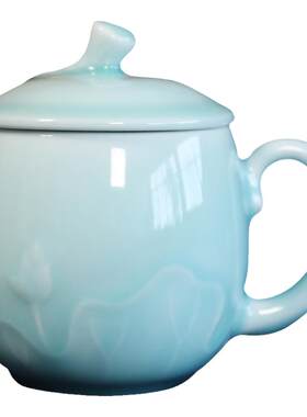 瓯江龙泉青瓷办公室带盖茶杯