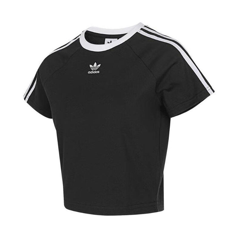 Adidas/阿迪达斯女子Jennie同款三叶草经典圆领短款运动T恤JC8703