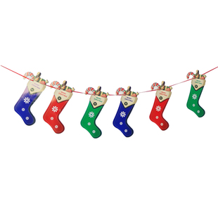 圣诞节装饰品纸质字母拉旗圣诞袜子拉旗五角星拉旗鱼尾拉旗装饰