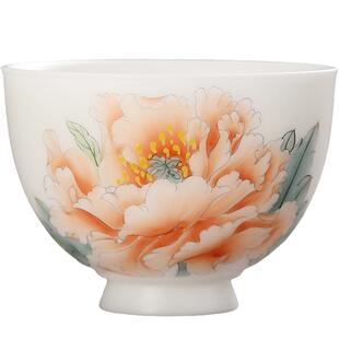 妙莲天香 庄晓明大师作品《天香》高档冰种玉瓷大师级手绘主人杯