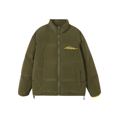 ALLIN 短款立领羽绒服男冬季字母刺绣防寒服鸭绒加厚保暖情侣外套