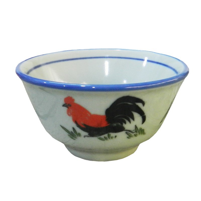 陶瓷公鸡碗10个套装怀旧老式鸡公碗家用复古吃饭碗新中式餐具防烫