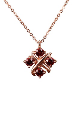 高级感天然石榴石吊坠银锁骨项链