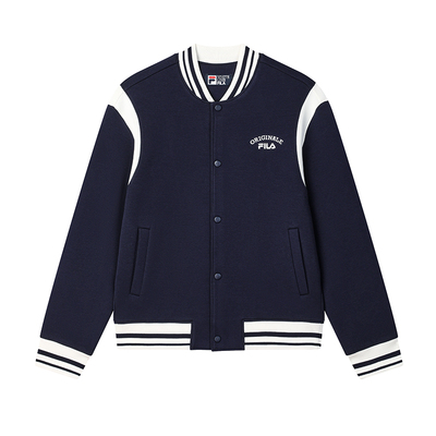 FILA 斐乐官方男士针织长袖外套2025春季新款时尚宽松休闲棒球服