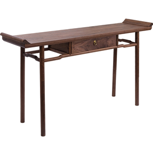 新中式玄关桌靠墙桌长条桌窄桌高脚端景台供桌玄关台条案老榆木