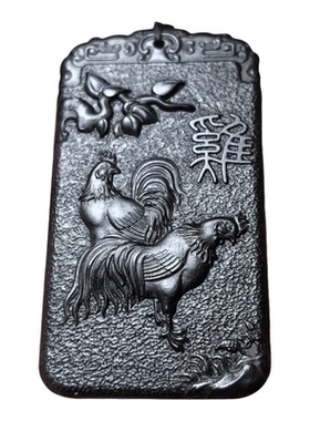 紫檀红木头精雕刻不动明王2生肖鸡牌子吊坠车挂件项脖精美礼饰品