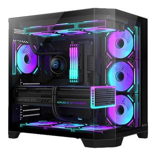 航嘉S960 970暴风雪MAX冰刃版海景房台式电脑机箱侧透360水冷机箱