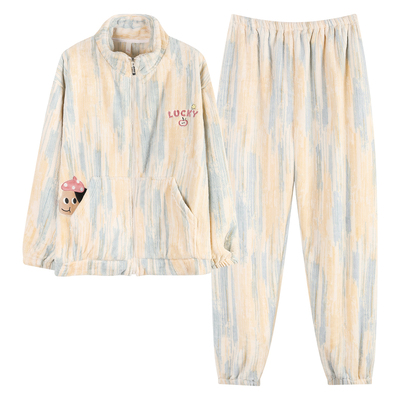 加绒加厚珊瑚绒情侣睡衣家居服