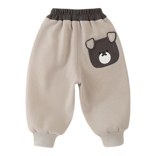 男童加绒裤子儿童一体绒休闲卫裤秋冬季新款洋气婴儿宝宝保暖裤