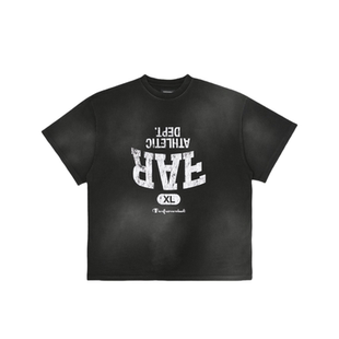 Far archive小众潮牌反转XL字母印花水洗做旧短袖美式夏季休闲T恤