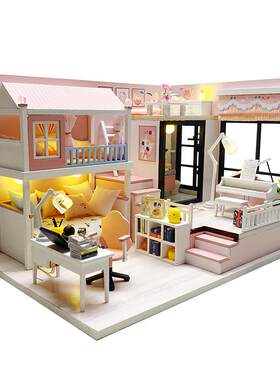 diy小屋阁楼成人积木手工拼装木质房拼图模型儿童玩具女生日礼物