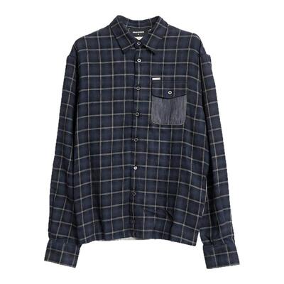 D Squared 男士格纹拼接衬衫宽松版商务休闲衬衣银泰百货 301596