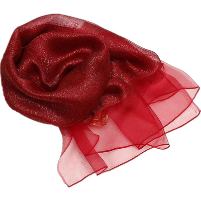 红色喜庆妈妈双层旗袍春夏纱巾