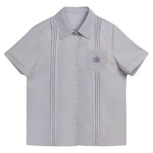 阿车家的大码jk胖mm原创水色短长袖衬衫宽松显瘦甜美日系衬衣女