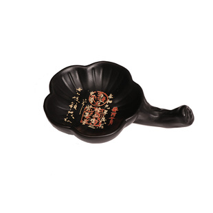 仿古梅花墨碟多功能陶瓷笔搁水碟笔洗黑色白色文房四宝毛笔用品