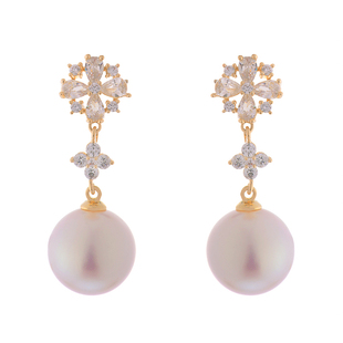 「冰雪女王」法式复古优雅气质高级感小众闪耀粉光珍珠耳环/耳夹