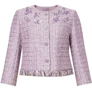 La Koradior拉珂蒂商场同款法式香风短款外套气质直通刺绣上衣女