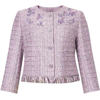 La Koradior拉珂蒂商场同款法式香风短款外套气质直通刺绣上衣女