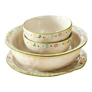 墨色小清新餐具碗碟家用2024新款米饭碗高颜值吃饭碗盘子组合汤碗