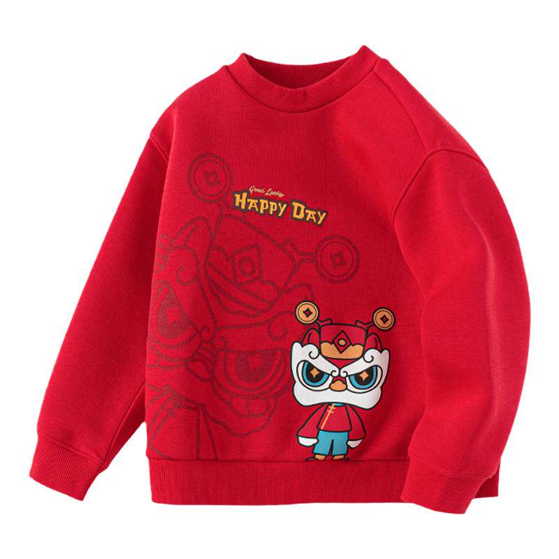 巴拉巴拉男童卫衣红色新年衣服