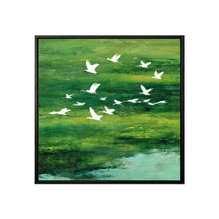 中古高级【旷野】装饰画客厅卧室床头画网红同款绿色多联玄关改造