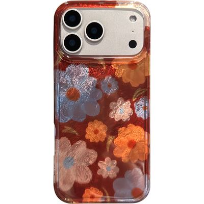 lizardhill 复古棕红花朵适用苹果17promax手机壳新款16pro女iphone15带手链14pro秋冬13超好看小众不会撞壳
