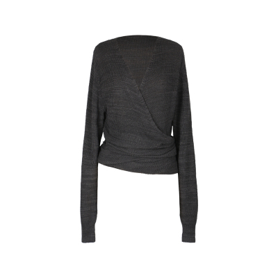 粗针大v领灯笼袖开衫毛衣外套秋