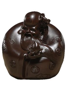 福禄寿三星生日工艺品黑檀木雕