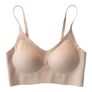 68内衣女果冻胶条软支撑无痕隐形裸感文胸罩撞色肩带舒适不勒