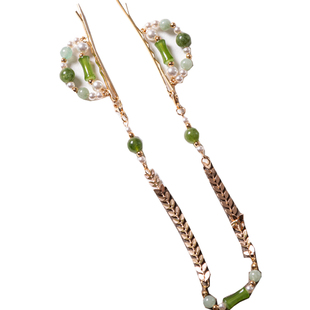 《绿竹》原创汉服多用途汉服防风夹宋制对襟可拆卸流苏一字夹配饰