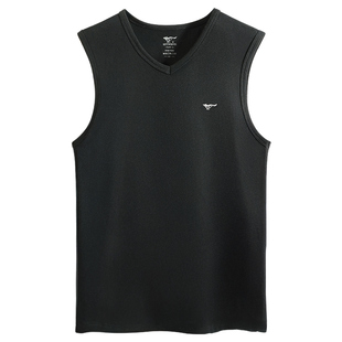 七匹狼男士背心男款纯棉打底宽肩不变形内穿鸡心领跨栏V低领汗衫N