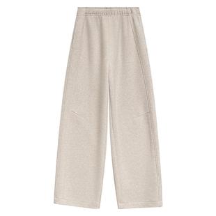 加绒毛呢阔腿裤女秋冬绵羊毛加厚直筒裤子高腰垂感窄版香蕉弯刀裤