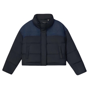 Levi's李维斯25年秋冬新款女士时尚轻盈保暖拼色丹宁立领羽绒服